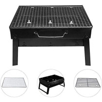 Portable Charcoal Bbq Grill For Family Party Outdoor Camping Tool With Environmental Protection, Black, 1 Year Warranty