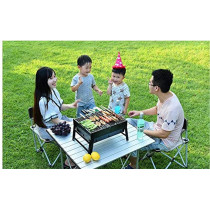 Portable Charcoal Bbq Grill For Family Party Outdoor Camping Tool With Environmental Protection, Black, 1 Year Warranty