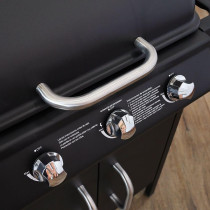 Danube Home 4 Burner Gas Bbq Grill With Wheels Movable Barbecue Grill Portable Cart Style Gas Bbq Griller For Patio Lawn Garden Picnic Camping, L 107 x W 53 x H 95.5 Cm, Black, 1 Year Warranty
