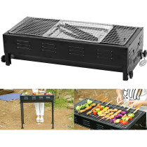 Go2Camps Portable Bbq Grill With Stand And Mesh Rack, Japanese Barbeque Grill With Long Legs, Charcoal Grill For Outdoor Camping, Trip, Picnic, Garden, Beach, Party, Event And Outing, 1 Year Warranty