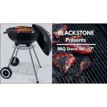 Bbq Stand Set, Portable And Lightweight, Easy To Carry Outdoor, Easy To Assemble, Barbeque Stand With Charcoal Tray And Lid, 17 Inch, 1 Year Warranty