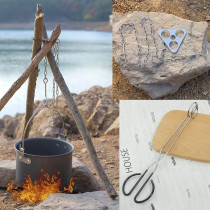 Portable Large Camping Grill Hexagonal Fire Pit 304 Stainless Steel Grill Gate + Tripdo Board + Chain Hook +Scissors Tong + Storage Bag, 1 Year Warranty