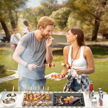 Ggerou Charcoal Grills,Folded Camping Barbecue Grill,Bbq Barbecue Stove Carbon Grill Barbecue Utensils For Garden Backyard Party Picnic Camping Outdoor Cooking, For 5 - 15 People (White), 1 Year Warranty