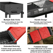 Ggerou Charcoal Grills,Folded Camping Barbecue Grill,Bbq Barbecue Stove Carbon Grill Barbecue Utensils For Garden Backyard Party Picnic Camping Outdoor Cooking, For 5 - 15 People (White), 1 Year Warranty