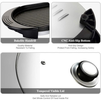 Portable Electric Grill, Electric Barbecue Grill Indoor Hot Pot Chafing Dish, Large Capacity Household Multifunctional Non-Stick Pan Electric Cooker With 5 Temperature Adjustments Soul Hill 1350 Watts, 1 Year Warranty