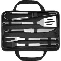 5 Pcs Stainless Steel Bbq Grill Tool Set With Knife, Brush, Fork, Spatula And Tong With Oxford Bag, 1 Year Warranty
