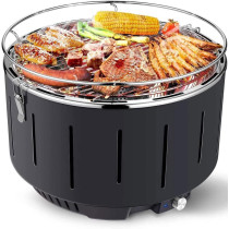 Portable Smokeless Barbecue Grill, Charcoal Barbeque Stainless Steel Removable Table Grill, Bbq With Travel Bag USB/Battery Fan Temperature Control For Outdoor Indoor Camping Garden 34 x 34 x 23 cm, 1 Year Warranty