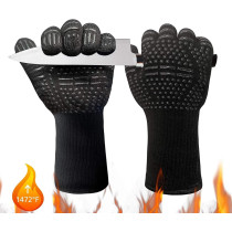 Maxbrothers Bbq Gloves For Smoker 1472 Degree F, Extreme Heat Resistant Gloves For Grill, Barbecue, Cooking, Baking And Cutting, Silicone Insulated Kitchen Oven Gloves Non-Slip Grilling Mitts Black 1 Pair (Black), 1 Year Warranty