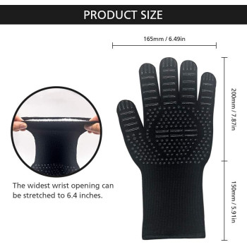 Maxbrothers Bbq Gloves For Smoker 1472 Degree F, Extreme Heat Resistant Gloves For Grill, Barbecue, Cooking, Baking And Cutting, Silicone Insulated Kitchen Oven Gloves Non-Slip Grilling Mitts Black 1 Pair (Black), 1 Year Warranty