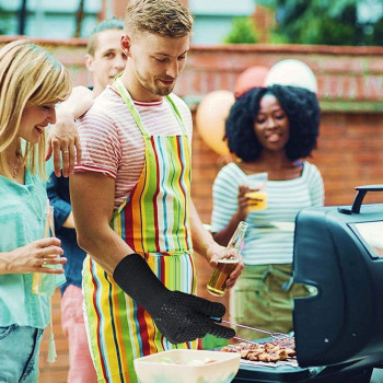 Maxbrothers Bbq Gloves For Smoker 1472 Degree F, Extreme Heat Resistant Gloves For Grill, Barbecue, Cooking, Baking And Cutting, Silicone Insulated Kitchen Oven Gloves Non-Slip Grilling Mitts Black 1 Pair (Black), 1 Year Warranty