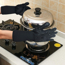 Maxbrothers Bbq Gloves For Smoker 1472 Degree F, Extreme Heat Resistant Gloves For Grill, Barbecue, Cooking, Baking And Cutting, Silicone Insulated Kitchen Oven Gloves Non-Slip Grilling Mitts Black 1 Pair (Black), 1 Year Warranty