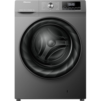 Hisense WFQY7012EVJMT 7 Kg Front Load Fully Automatic Washing Machine with Inverter Motor, 1200 RPM, 15 Mins Quick Wash Program & Delay Timer, Titanium Gary, 1 Year Warranty