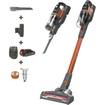BLACK+DECKER 18V 36Wh Cordless Stick Vacuum Cleaner 4in1 With 2.0Ah Lithium-Ion Battery, 40AW Suction Power, 650ml Dust Bowl with 70% Carpet Pickup POWERSERIES Extreme BHFEV182C-GB