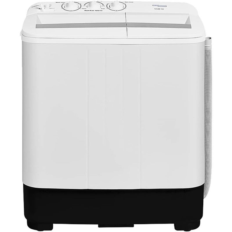 Super General 5 kg Twin-tub Semi-Automatic Washing Machine, White, efficient Top-Load Washer with Lint Filter, Spin-Dry, SGW-50, 70.9 x 40.2 x 85.5 cm, 1 Year Warranty