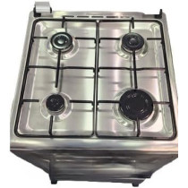 AKAI Freestanding Gas-Cooker 4-Burner With Full-Safety, Inox Body, Enamel Grid Pan Support, Gas Oven&Gas Grill With Automatic Ignition,50 x 50 cm,Silver,1 Year Warranty, CRMA-505SC
