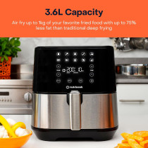 Nutricook Air Fryer 2, 1500 Watts, Digital Control Panel Display, 10 Preset Programs With Built-In Preheat Function, 3.6 Liters, BrUSh Stainless Steel/Black, 2 Years Warranty