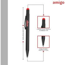 Amigo Touch Screen Stylus Pen, with Rubber Tip & Ballpoint Refile, Capacitive Stylus for Smartphones, Tablets & Other Touch Screen Devices ( Pack of 3 - Black)