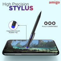 Amigo Touch Screen Stylus Pen, with Rubber Tip & Ballpoint Refile, Capacitive Stylus for Smartphones, Tablets & Other Touch Screen Devices ( Pack of 3 - Black)