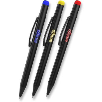 Amigo Touch Screen Stylus Pen, with Rubber Tip & Ballpoint Refile, Capacitive Stylus for Smartphones, Tablets & Other Touch Screen Devices ( Pack of 3 - Black)