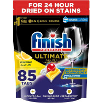 Finish Powerball Ultimate All in 1, Dishwashers Detergent Tablets for Ultimate Clean & Diamond Shine, Lemon Sparkle, 85 Tabs