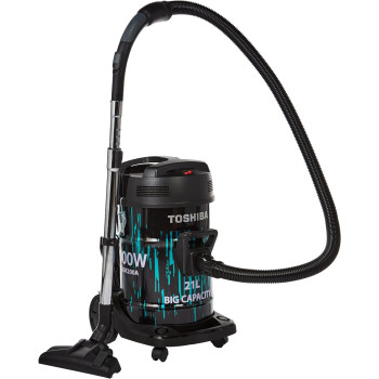 Toshiba 21 Liters Drum Type Vacuum Cleaner, 2000 Watts, Push Handle on Dust Tank, Big Wheel Diameter, Blowing Function, VC-DR200ABF(B) - 1 Year Warranty Blue/Black