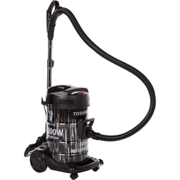 TOSHIBA 22 Liters Drum Type Vacuum Cleaner, 2200 Watts, Push Handle on Dust Tank, Big Wheel Diameter, Blowing Function, VC DR220ABFG 1 Year Warranty, Grey/Black