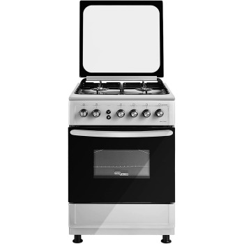 Super General Freestanding Gas-Cooker 4-Burner Full-Safety, Stainless-Steel Cooker, Gas Oven with Rotisserie, Automatic Ignition, Silver, 60 x 60 x 85 cm, SGC-6470-MSFS, 1 Year Warranty