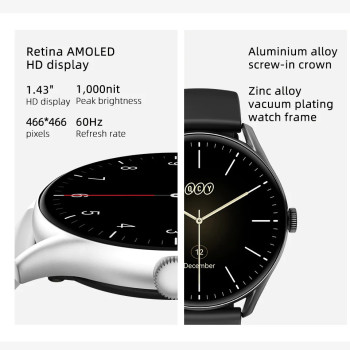QCY Watch GT Smart Watch With Retina AMOLED HD Display - Black