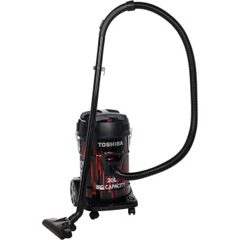 Toshiba 20 Liters Drum Type Vacuum Cleaner, 1800 Watts, Push Handle on Dust Tank, Big Wheel Diameter, Blowing Function, VC-DR180ABF - 1 Year Warranty Red/Black