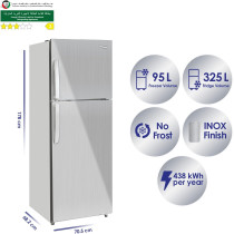 Super General 510 Liters Gross Double Door Refrigerator-Freezer, No-Frost, Multi-Flow-Cooling, Lock & Key, Inox, SGR-510-l, 70.5 x 68.2 x 178 cm, 1 Year Warranty