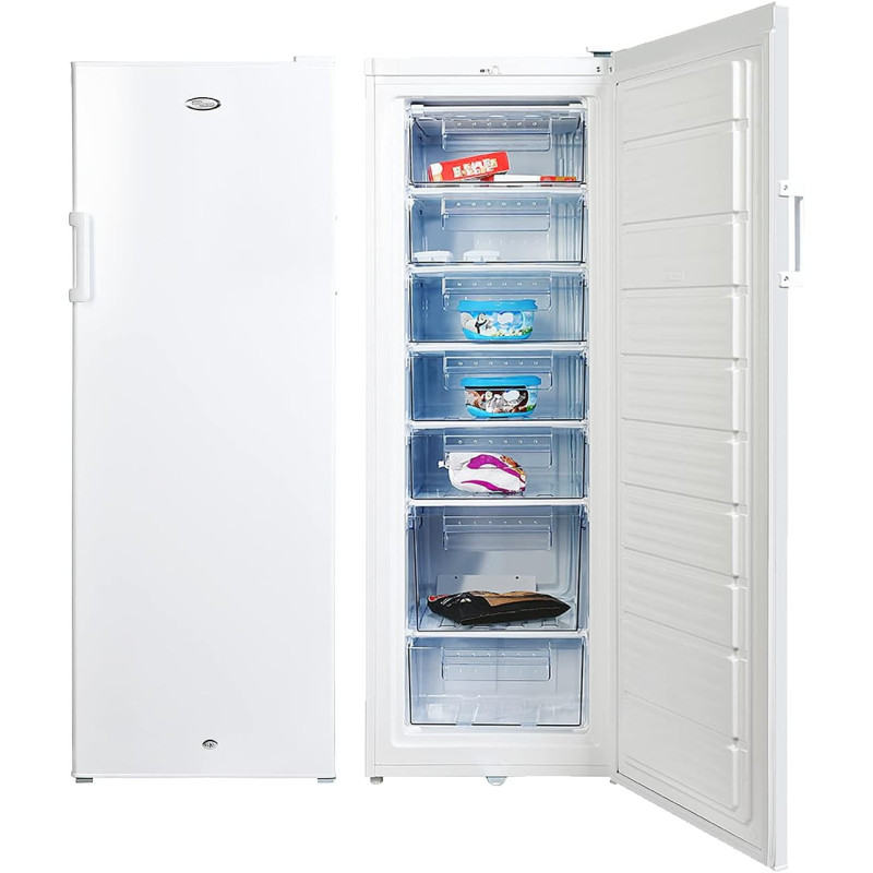 Super General Upright Freezer 350 Liter Gross Volume, SGUF-348-H, White, Compact Deep-Freezer with 7 Plastic Drawers, Lock and Key, 60 x 60 x 170 cm, 1 Year Warranty