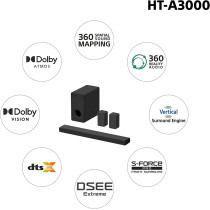 Sony HT-A3000 3.1ch Dolby Atmos Soundbar Surround Sound Home Theater with DTS:X Works with Google Assistant