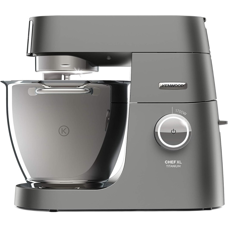 KENWOOD Stand Mixer Kitchen Machine Metal Body CHEF XL TITANIUM 1700W with 6.7L SS Bowl, 5 Tools, Glass Blender, Meat Grinder, Food Processor, Citrus Juicer, KVL8472S Silver