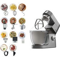 KENWOOD Stand Mixer Kitchen Machine Metal Body CHEF XL TITANIUM 1700W with 6.7L SS Bowl, 5 Tools, Glass Blender, Meat Grinder, Food Processor, Citrus Juicer, KVL8472S Silver