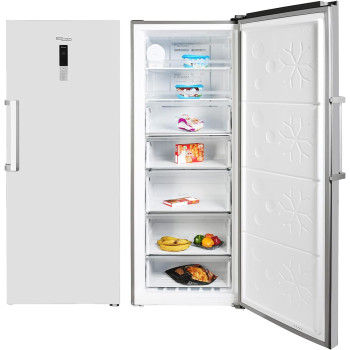 Super General Upright Freezer 450 Liter Gross Volume, SGUF-441-NFDCI, Inox, Convertible Fridge-Freezer with 2 Drawers and 5 Boxes, LED Display, 71 x 77 x 185.5 cm, 1 Year Warranty