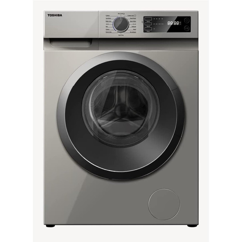 Toshiba 8 Kg Wash 5 Kg Dry Front Load Washing machine, The Great Waves, Real Inverter, Drum Sterilization, Child Lock, TWD BK90S2ASK 1 Year Warranty Silver/Black
