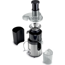 KENWOOD Juicer 300W Stainless Steel Juice Extractor with 65mm Wide Feed Tube,2 Speed, Transparent Juice Jug, JEM01.000BK Silver/Black