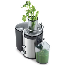 KENWOOD Juicer 300W Stainless Steel Juice Extractor with 65mm Wide Feed Tube,2 Speed, Transparent Juice Jug, JEM01.000BK Silver/Black