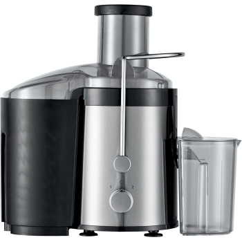 KENWOOD Juicer 300W Stainless Steel Juice Extractor with 65mm Wide Feed Tube,2 Speed, Transparent Juice Jug, JEM01.000BK Silver/Black
