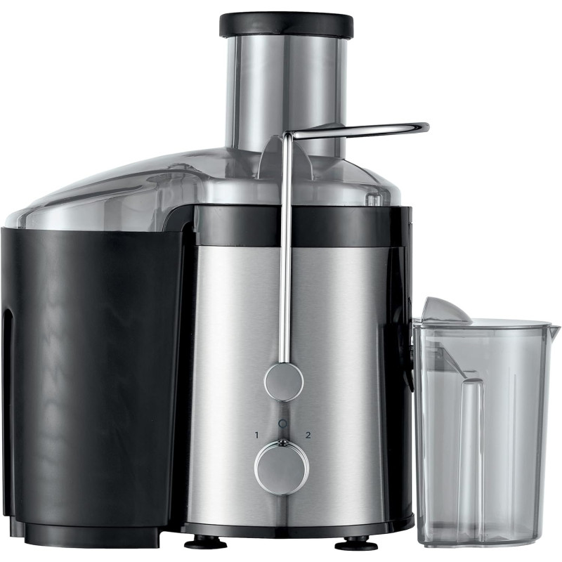 KENWOOD Juicer 300W Stainless Steel Juice Extractor with 65mm Wide Feed Tube,2 Speed, Transparent Juice Jug, JEM01.000BK Silver/Black