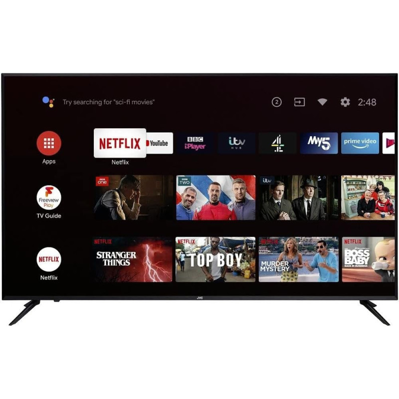 JVC 43 Inch 4K UHD Smart TV Google Play, Netflix, YouTube, WiFi Color Black 1 Years Warranty