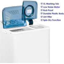 Super General 8 kg Twin-tub Semi-Automatic Washing Machine, White/Blue, efficient Top-Load Washer with Lint Filter, Spin-Dry, SGW-85, 82.7 x 48.5 x 92.5 cm, 1 Year Warranty