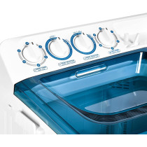 Super General 8 kg Twin-tub Semi-Automatic Washing Machine, White/Blue, efficient Top-Load Washer with Lint Filter, Spin-Dry, SGW-85, 82.7 x 48.5 x 92.5 cm, 1 Year Warranty