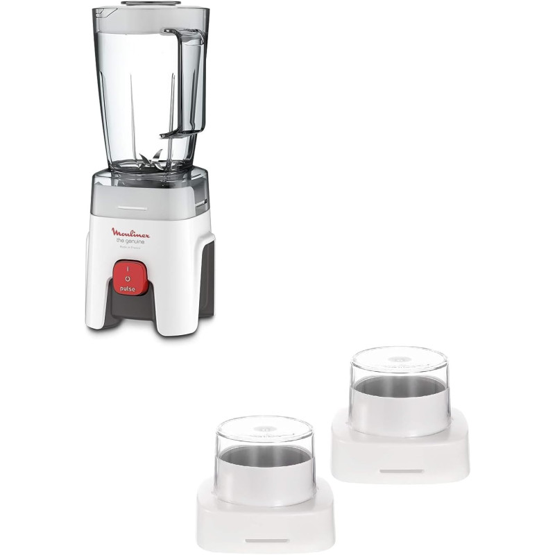 Moulinex Blender, Genuine 1.75 L Blender mixer, with Grinder and Grater Accessories, One Speed and Pulse Function, LM242B27