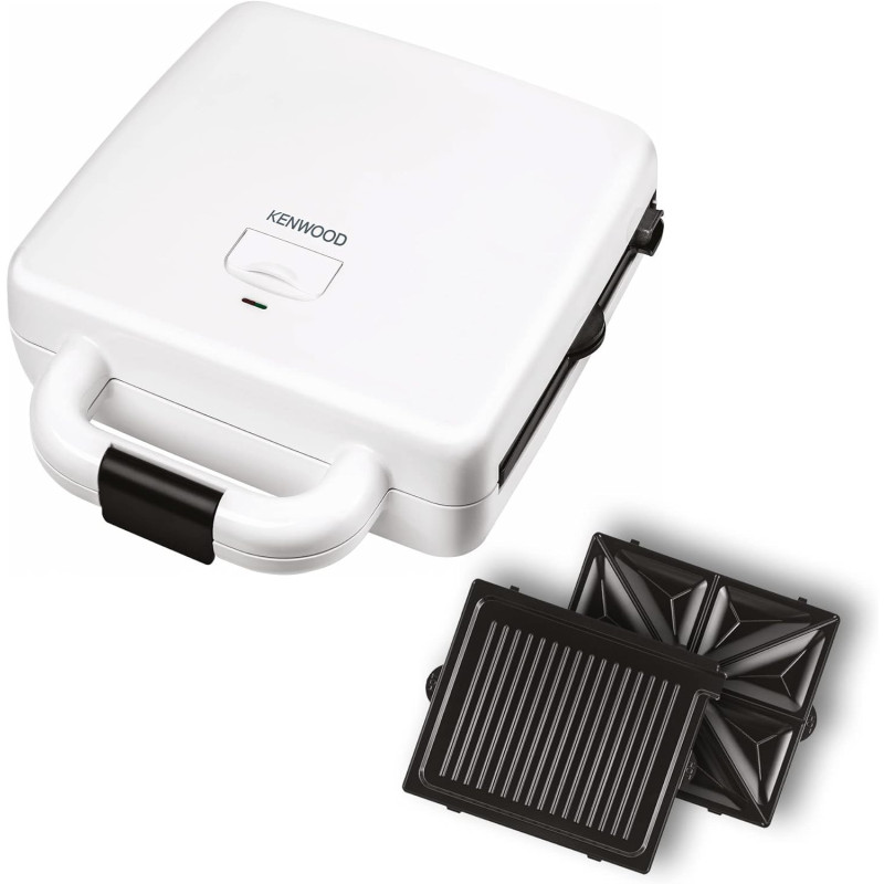 Kenwood 4 Slots 2-in-1 Sandwich Maker & Grill With 2 Sets of Non Stick Multifunctional Plates for Grilling and Toasted Sandwiches, SMP94.A0WH, White