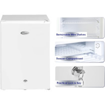 Super General 90 Liter Gross Volume Compact Mini-Refrigerator SGR-045-H, White, Beverage-Fridge with Child Lock, Shelf, Freezer-Box, reversible door, 47.5 x 44.5 x 69.5 cm
