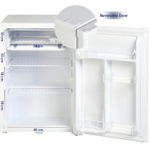 Super General 90 Liter Gross Volume Compact Mini-Refrigerator SGR-045-H, White, Beverage-Fridge with Child Lock, Shelf, Freezer-Box, reversible door, 47.5 x 44.5 x 69.5 cm