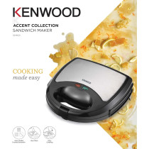 Kenwood Sandwich Maker 3 In 1 Sandwich, Grill/Griddle, Waffle, Dual Plate Press For Toasties, Easy To Use & Clean, Non-Stick Plates, Compact Size Bread Toaster Black/Metal Smm01.Aobk