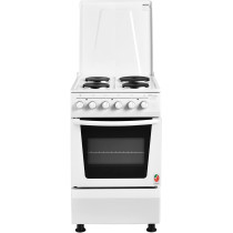 Super General Freestanding Electric-Cooker 4 hot plates, Steel Cooker, Electric Oven-Grill with Push Button Knobs and Thermostat, White, 50 x 50 x 85 cm, SGC-5041-BS, 1 Year Warranty