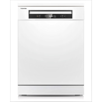 Toshiba 14 Place Settings, 6 Programs Free Standing Dishwashers with Dual Wash Zone, DW14F1(W) White - 1 Year Warranty